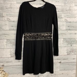 Marciano Fit & Flare Mini Dress with Woven Chain Cutout Waist Size 10
